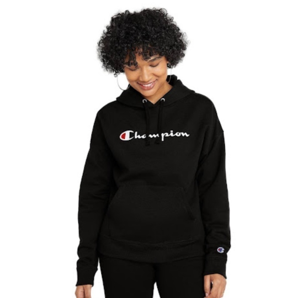 Champion - Powerblend Relaxed Women Black Hooded sweatshirt size Medium